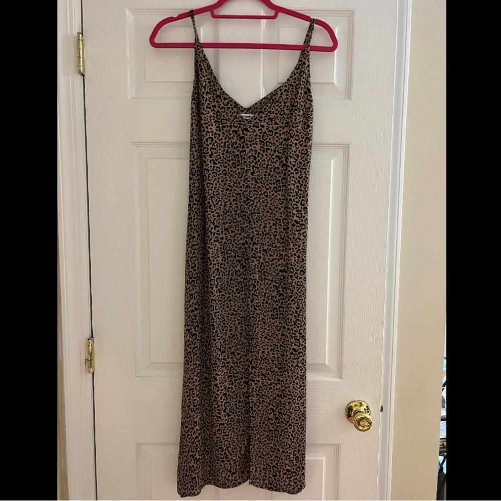 REFORMATION CHEETAH DRESS , XS , midi , slit